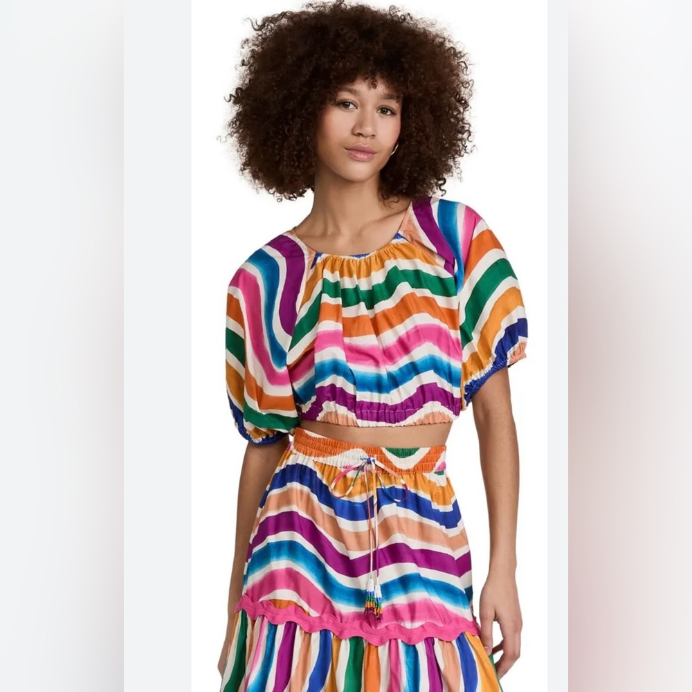 Farm Rio Crop Top in Dancing Stripes, Size XS